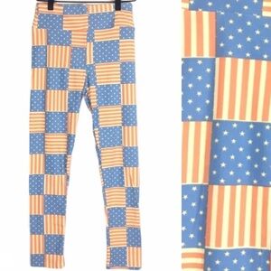 LULAROE Leggings Americana Flag Stars Stripes OS One Size Patriotic July 4th USA